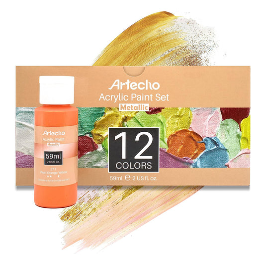 Artecho Acrylfarben Set Metallic -  12×59ml in Flaschen