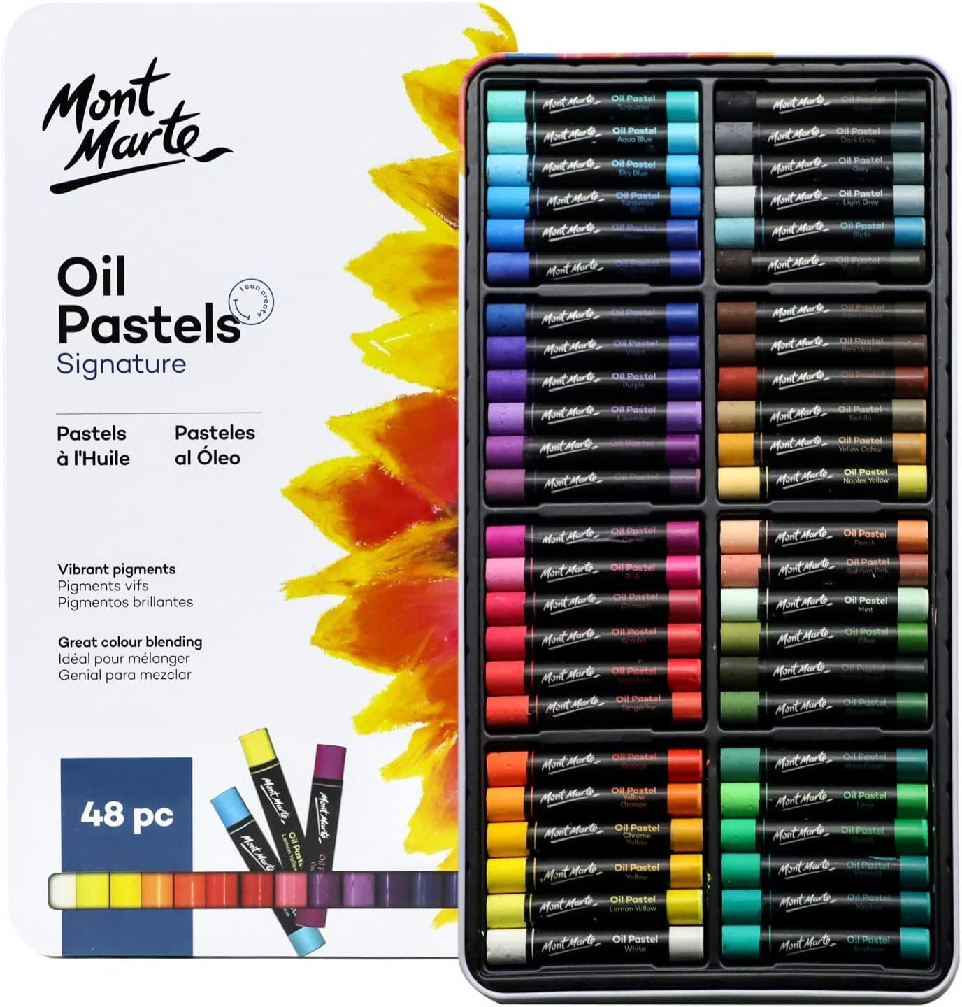 Mont Marte Ölpastellkreiden Set Signature – 36 / 48 Farben, weiche Ölkreiden