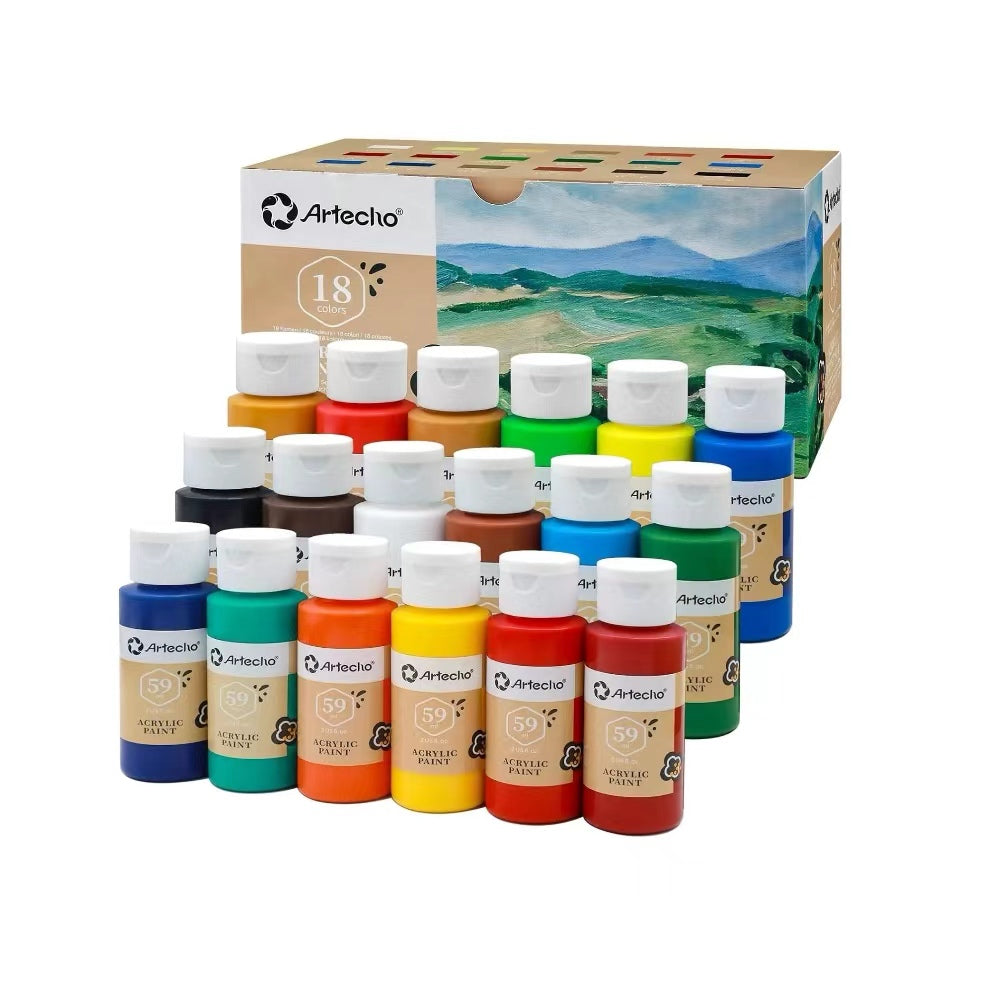 Artecho Acrylfarben Set - 18/ 24 / 48 wasserfeste Farben, je 59 ml Flaschen - SETL