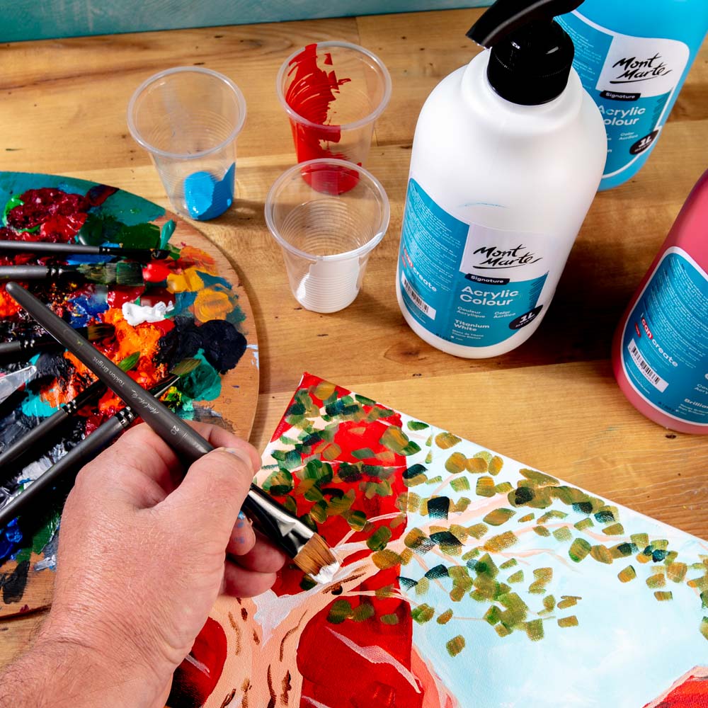 Mont Marte Acrylfarbe 1000 ml – Farbe wählbar in Weiß / Schwarz - SETL