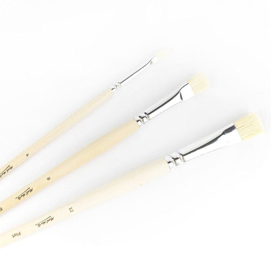Mont Marte Discovery Pinselset – 3 Flachpinsel mit Schweineborsten