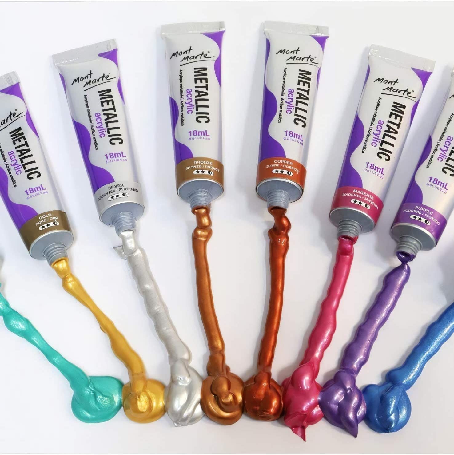 Mont Marte Metallic Acrylfarben Set – 8×18 ml Tuben - SETL
