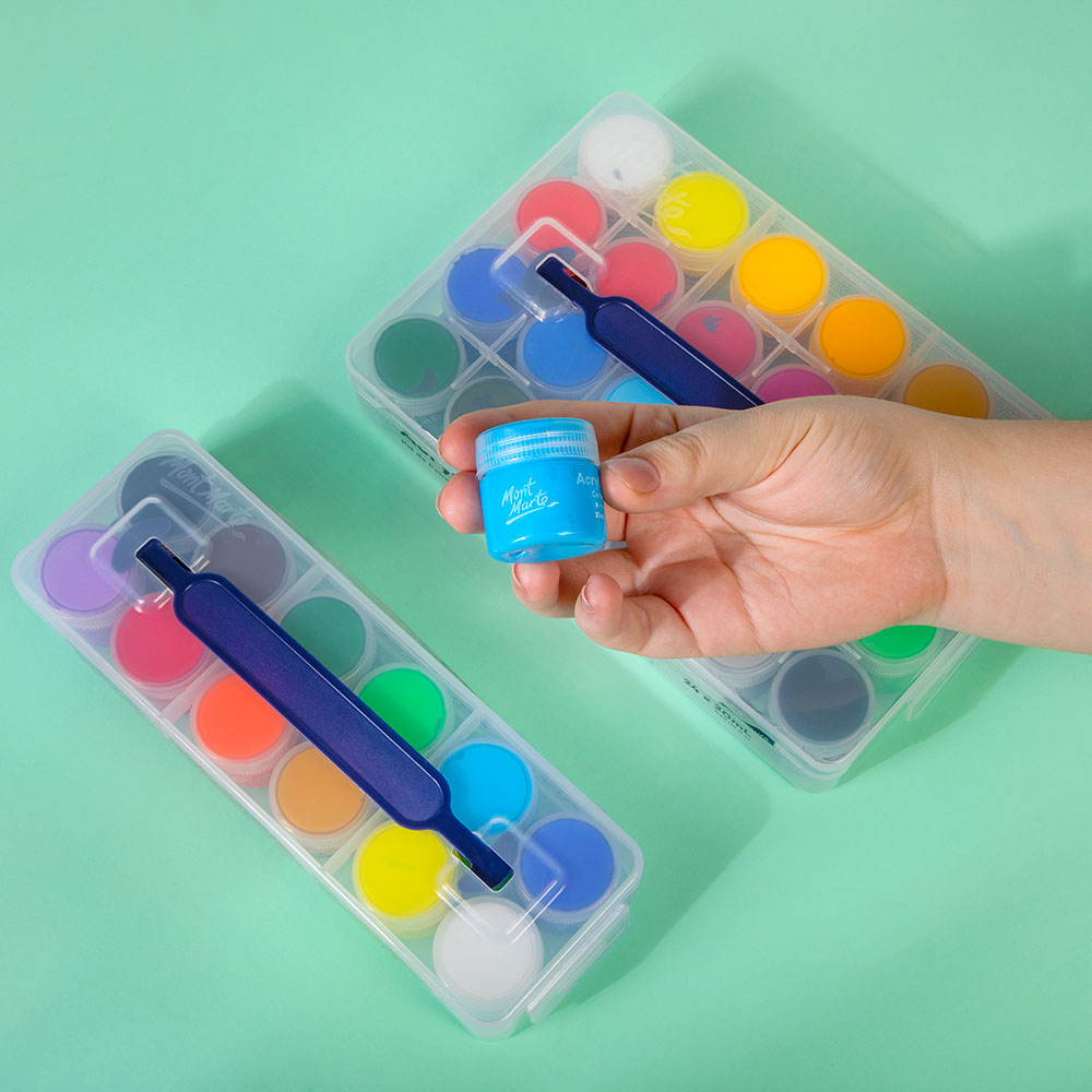 Mont Marte Acrylfarben Set im Koffer – 12 / 24 x 20 ml - SETL