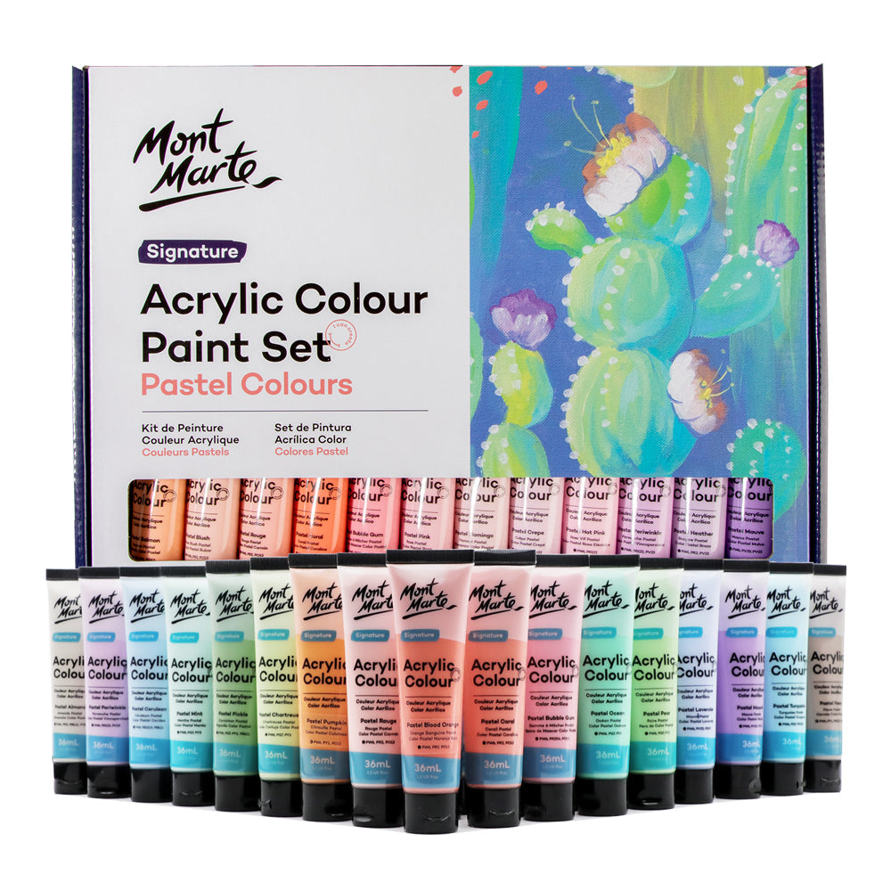 Mont Marte Acrylfarben Set Pastell- 12 / 18 / 24 / 48 Farben x 36ml in Tuben