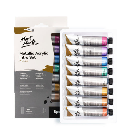 Mont Marte Acrylfarben Set Metallic – 8×18ml in Tuben