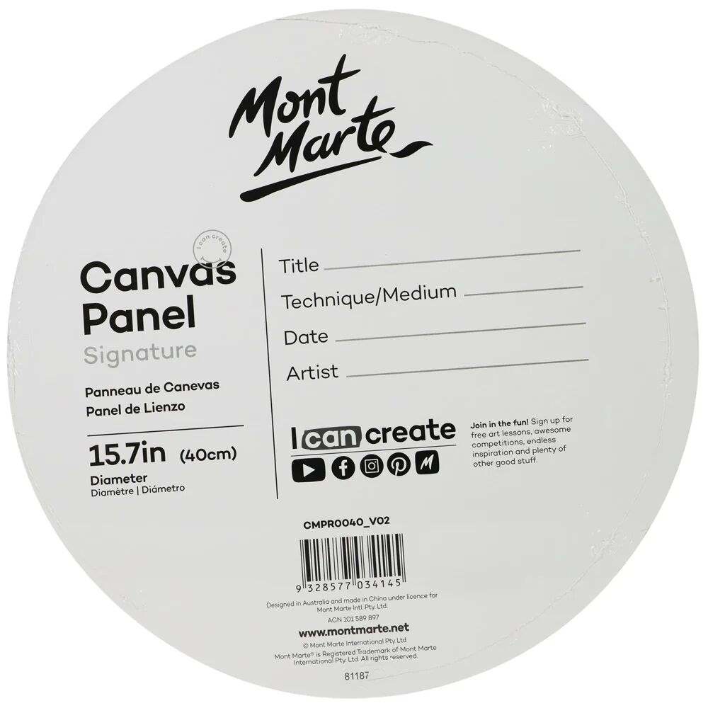 Mont Marte Runde Leinwandplatten Ø 40 cm