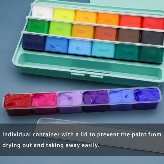 Artecho Gouache Set - 24 x 30 ml Farben mit 10 Pinseln und 1 Palette