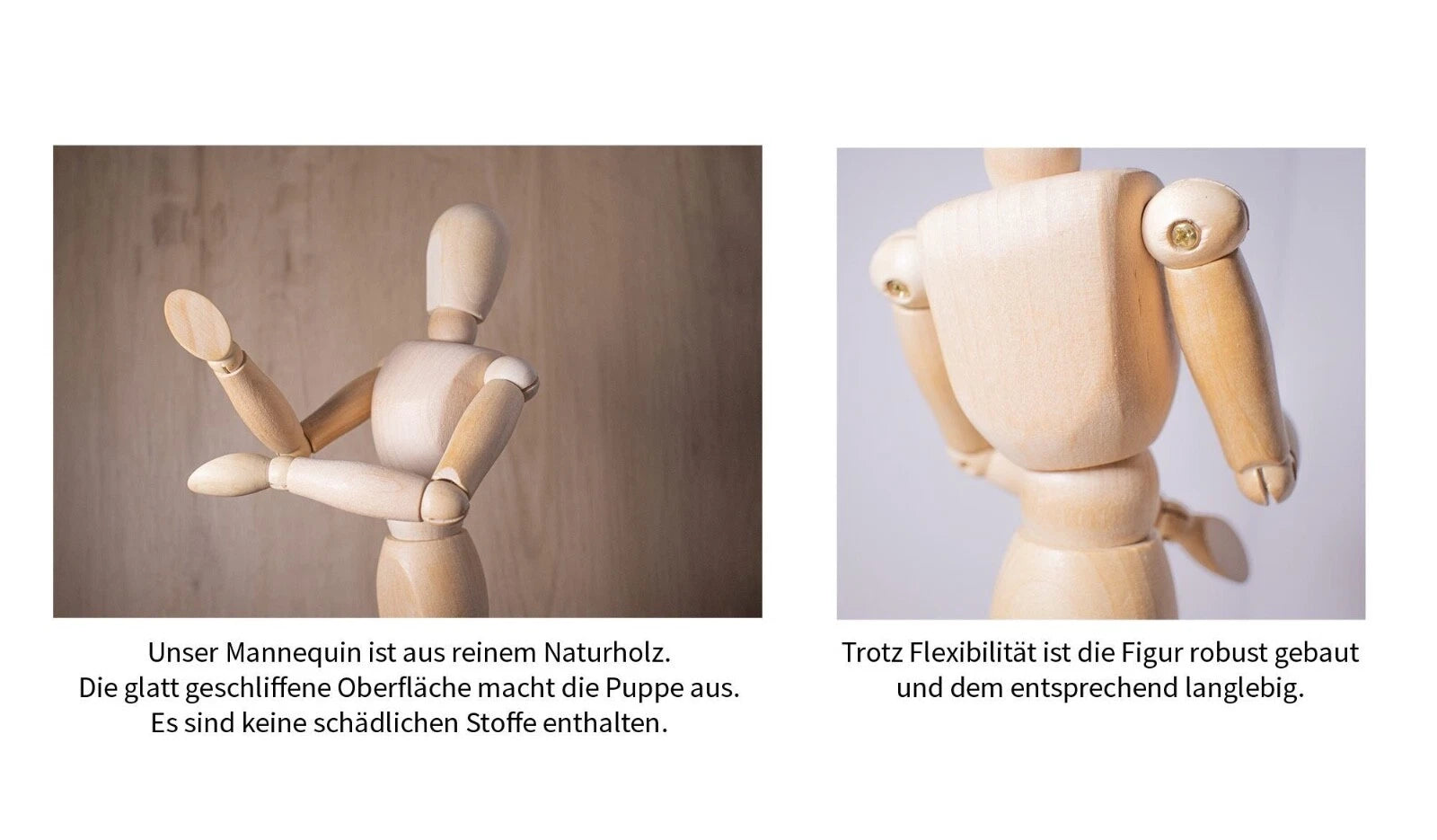 Mont Marte Biegepuppe Mannequin/ Gliederpuppe aus Holz - 30cm hoch - beweglich & sicherer Standfuss - SETL