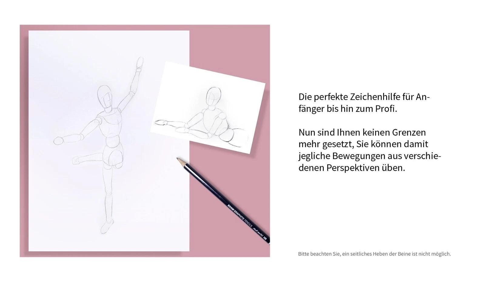 Mont Marte Biegepuppe Mannequin/ Gliederpuppe aus Holz - 30cm hoch - beweglich & sicherer Standfuss - SETL